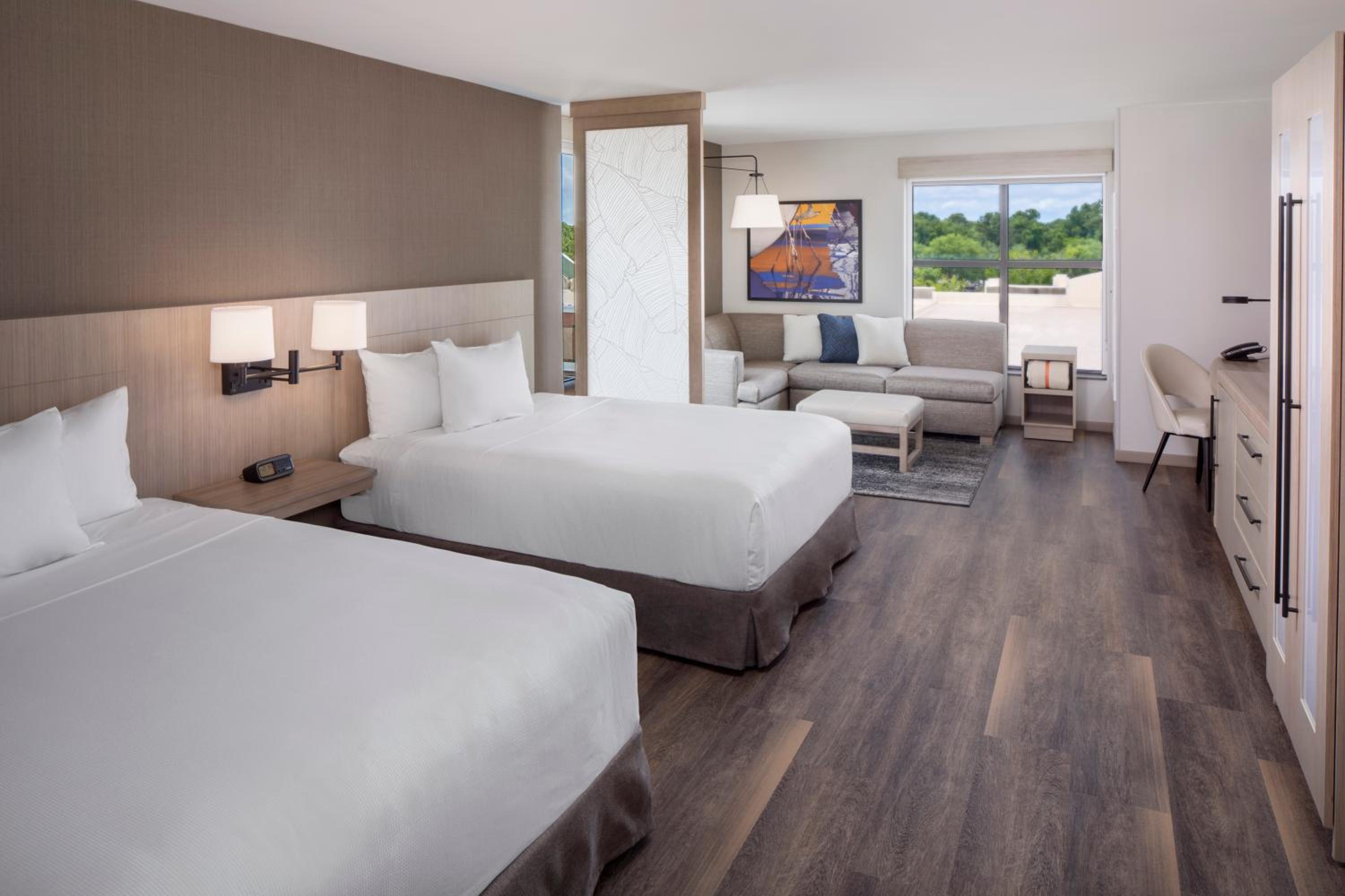 Queen Room with Two Queen Beds with Sofa Bed and Shower - Disability Access