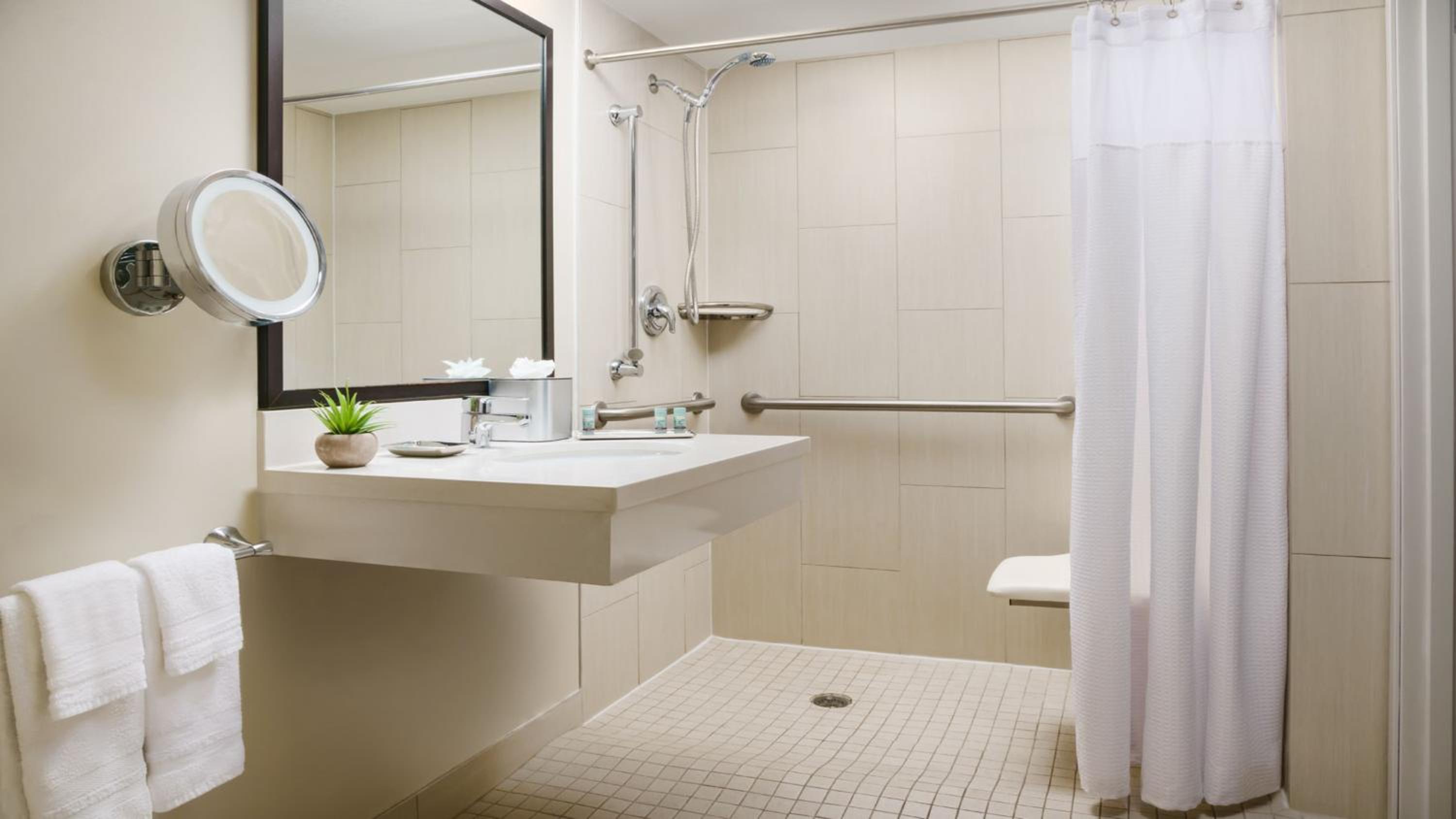 Standard Queen Room with Communications Accessible Roll-In Shower